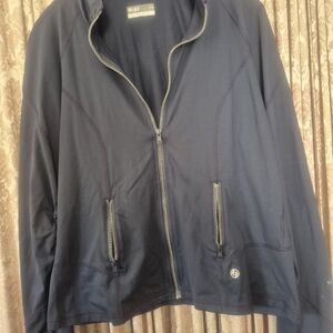 Lija Navy Zip-Up Utility Jacket
